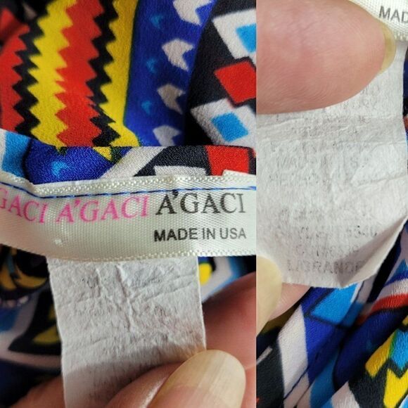 Y2K Crop Top L Blue Aztec Bandana Colorful Flowy Lightweight Sexy Festival USA - Picture 4 of 11